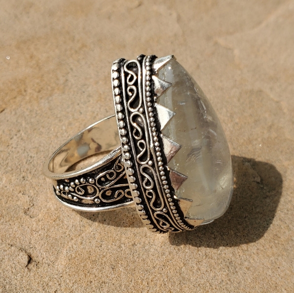 New Rainbow Dichroic Glass 925 Silver Ring. - Picture 6 of 9